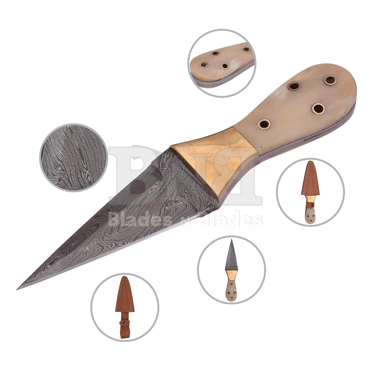 Twist Pattren brass boster
Camel bone handle with brass pin