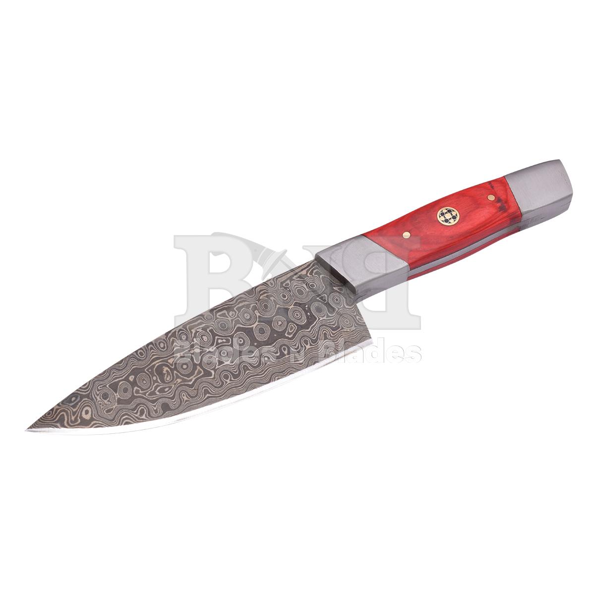 Rain drop Blade Pattern steel boster
Red pakka wood handle with brass
pin and mosic pinrain