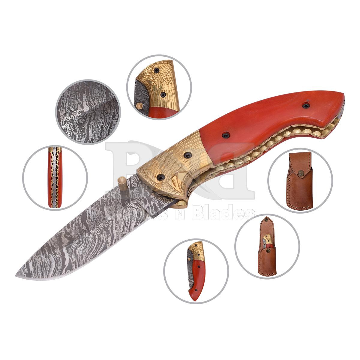 Fire pattern
Brass bolster with engriving
Orange bone handle