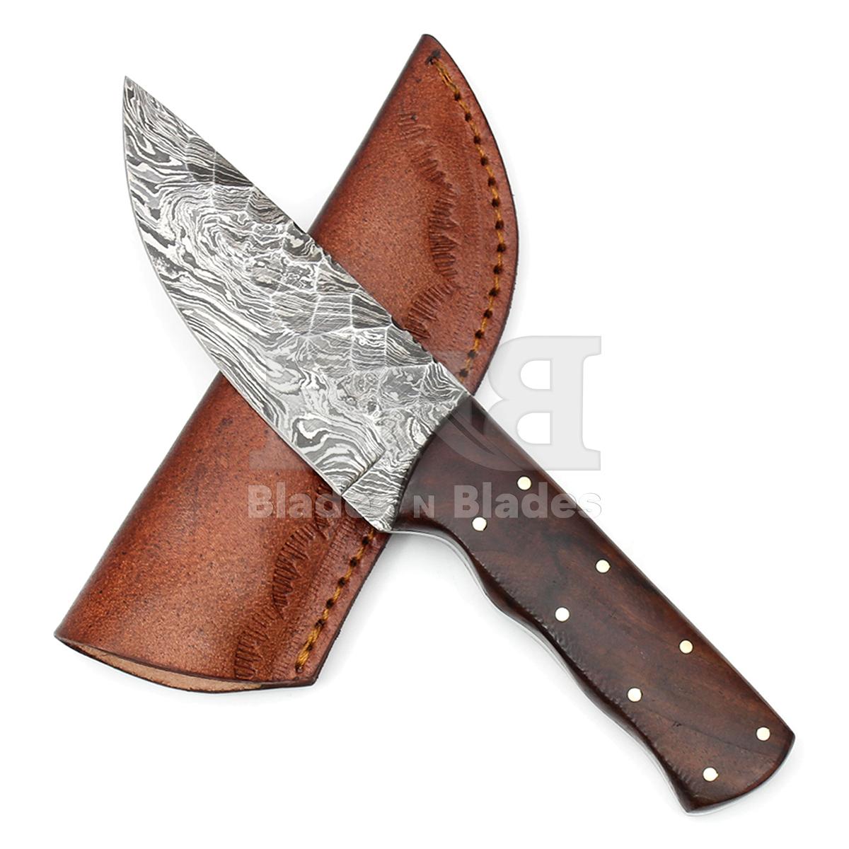 Damascus Steel 612 Layers Fire Pattern
Hammered Finish Rosewood 
Full Tang with Filework 