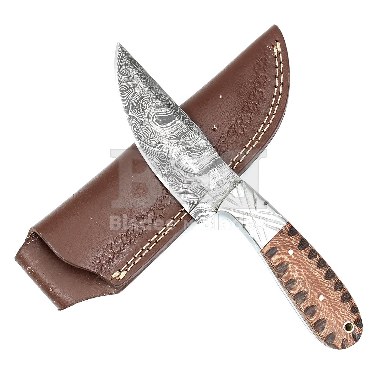 Twist Pattern Blade
with Steel Bolster Full 
Tang Brown Color Wood